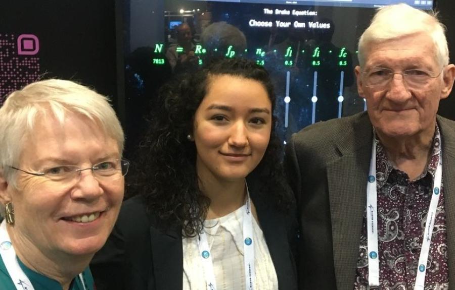 Karen Perez with Jill Tarter and William J. Welch in 2019